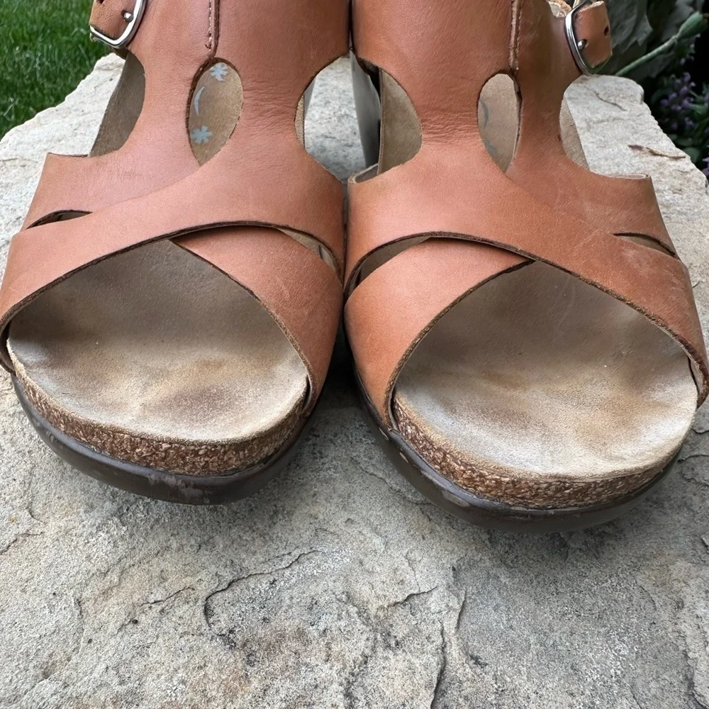 Dansko Cai Full Grain Leather Amber Sandals Adjustable Buckle 41 US 10.5-11